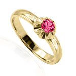 14k Gold genuine Pink Sapphire Russian style Ring