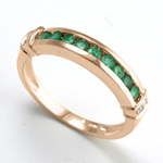 10k Gold Emerald Diamond Wedding Ring