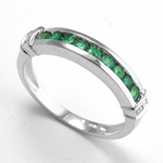 10k Gold Emerald and Diamond Wedding Ring