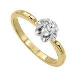 Russian Style 14k Yellow & White Gold Diamond Ring