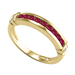 14k Gold Lab Created Ruby Diamond Ring