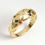 14k Gold Diamond, Ruby, Sapphire, Emerald Ring