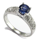 18k Gold Ceylon Sapphire Diamond Ring