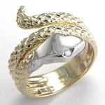 14k Twisted Serpent Diamond Men's Ring