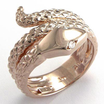 Men's 14k Rose Gold Twisted Serpent Diamond Ring