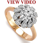 Old Russian design Diamond Ring 14k Rose and White