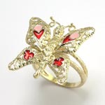 14K Solid Yellow Gold Butterfly Ring