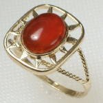 14k solid yellow Gold Carnelian Ring