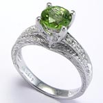 18k Gold Peridot Diamond Ring