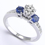 18k Gold Sapphire Diamond  Engagement Ring