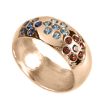 14k Gold Sapphire Garnet Topaz ring Band