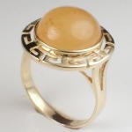 14k Gold Yellow Jade Greek Key Ring