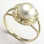 14k Pearl Greek Design Ring