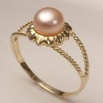 14k solid Yellow Gold Sunflower Pearl Ring