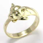 14k Solid Gold Cat Head Ring