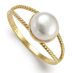 Solid 14k Gold White Pearl Ring