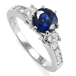 14k Gold Ceylon Sapphire Diamond Ring