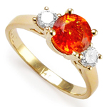 Orange Sapphire and Diamond ring in 14k gold