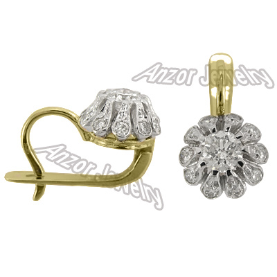 Genuine Diamonds, Russian Style Earrings 18k